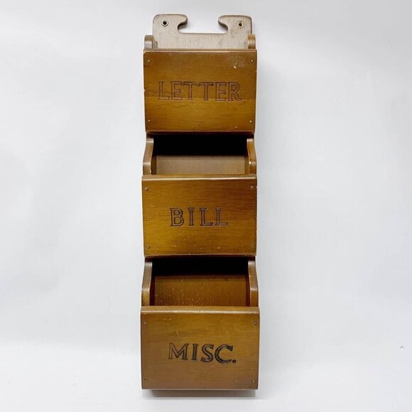 Vintage Hellerware Letter Bill Misc Mail Sorter Wooden Wood - Picture 2 of 9